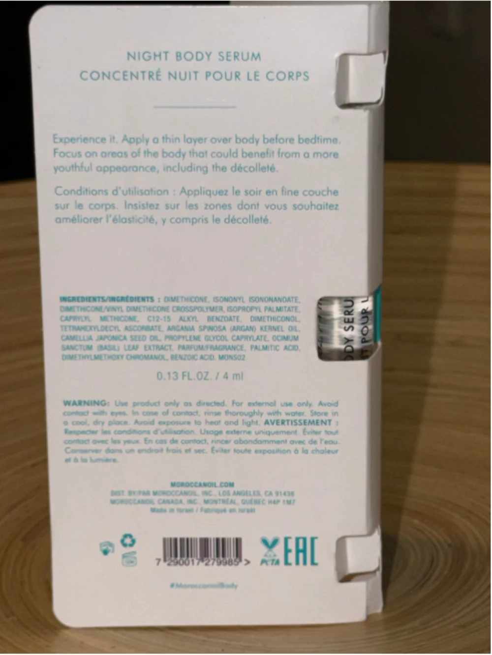 Moroccanoil Women's Night Body Serum Sample Size Turquoise White